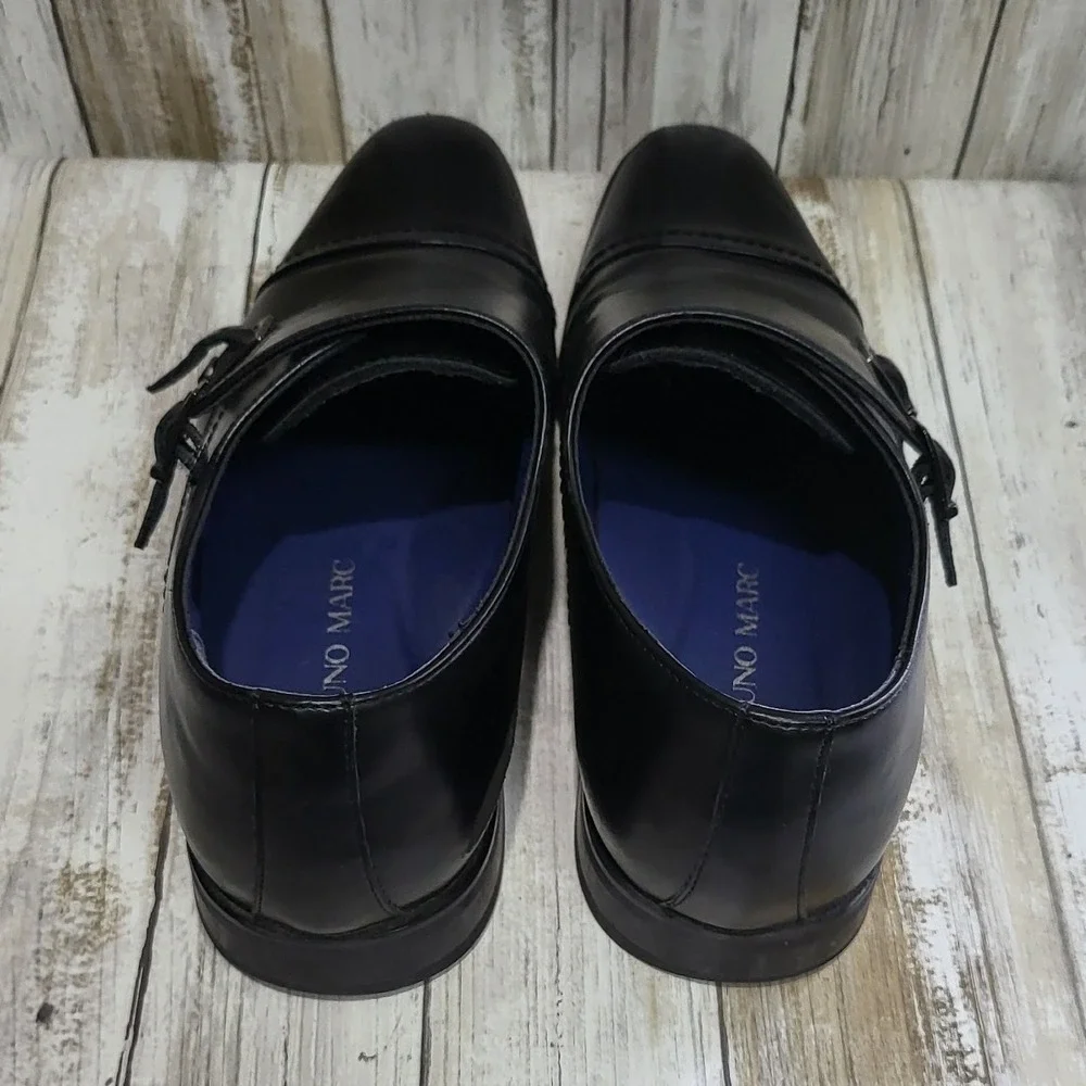 Bruno Marc Mens Black Double Monk‎ Strap Dress Shoes Size 7.5M Cap Toe
